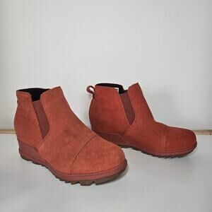 Sorel Evie Pull On Waterproof Wedge Ankle Booties Womens Color Warp Red Size 6.5
